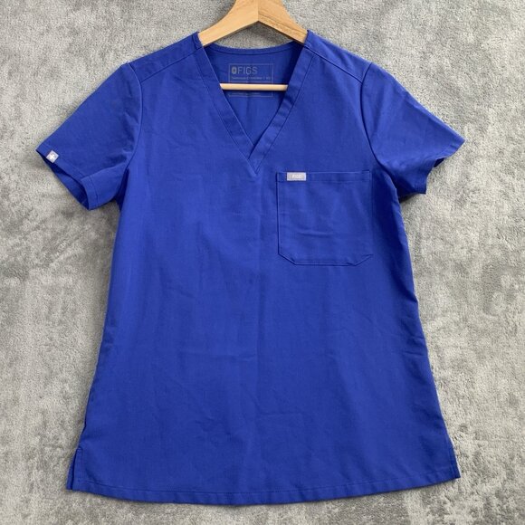 FIGS Scrub Top Womens XS Blue Catarina One Pocket Shirt FW1000 Medical Work RN - Picture 1 of 9